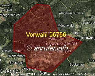 Vorwahlkarte 06756 – Winterbach Soonwald