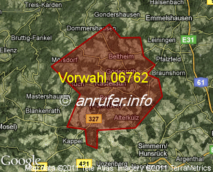 Vorwahlkarte 06762 – Kastellaun