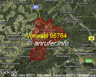 Vorwahlkarte 06764 – Rheinböllen