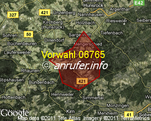 Vorwahlkarte 06765 – Gemünden Hunsrück