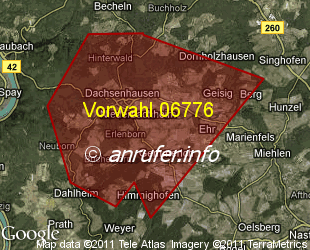 Vorwahlkarte 06776 – Dachsenhausen
