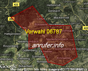 Vorwahlkarte 06787 – Niederbrombach