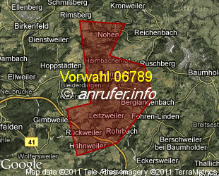 Vorwahlkarte 06789 – Heimbach Nahe