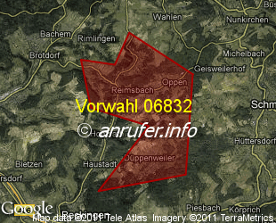 Vorwahlkarte 06832 – Beckingen-Reimsbach