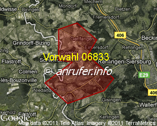 Vorwahlkarte 06833 – Rehlingen-Siersburg