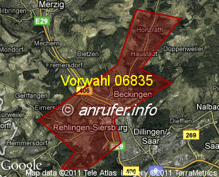 Vorwahlkarte 06835 – Beckingen