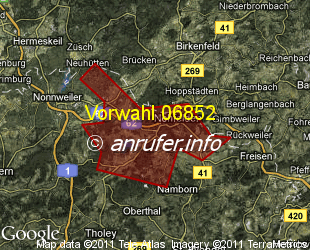 Vorwahlkarte 06852 – Nohfelden