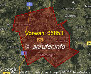 Vorwahlkarte 06853 – Marpingen
