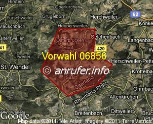 Vorwahlkarte 06856 – St Wendel-Niederkirchen