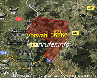 Vorwahlkarte 06866 – Perl-Nennig
