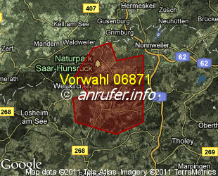 Vorwahlkarte 06871 – Wadern