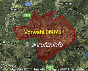 Vorwahlkarte 06873 – Nonnweiler