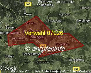 Vorwahlkarte 07026 – Lenningen