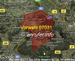 Vorwahlkarte 07031 – Böblingen