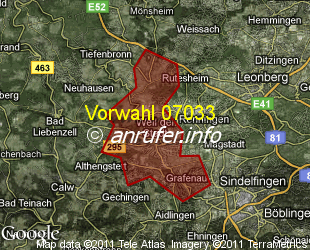 Vorwahlkarte 07033 – Weil Der Stadt