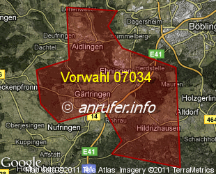 Vorwahlkarte 07034 – Ehningen