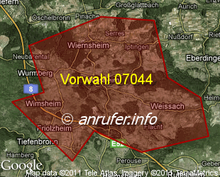 Vorwahlkarte 07044 – Mönsheim