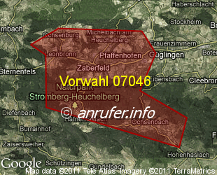 Vorwahlkarte 07046 – Zaberfeld