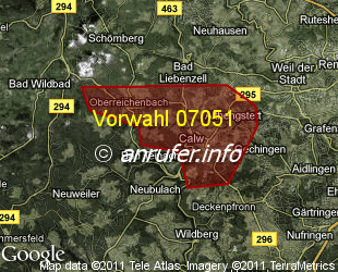 Vorwahlkarte 07051 – Calw