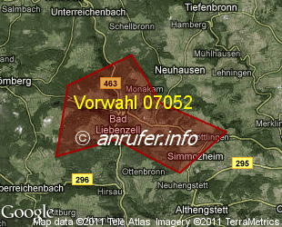 Vorwahlkarte 07052 – Bad Liebenzell