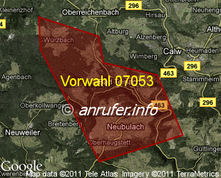 Vorwahlkarte 07053 – Bad Teinach-Zavelstein