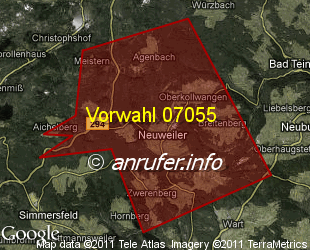 Vorwahlkarte 07055 – Neuweiler Kr Calw