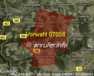 Vorwahlkarte 07056 – Gechingen