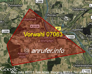 Vorwahlkarte 07063 – Bad Wimpfen