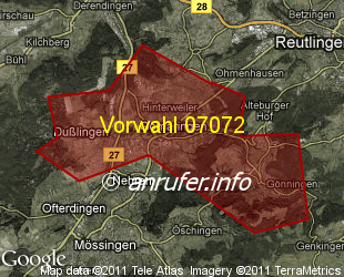 Vorwahlkarte 07072 – Gomaringen