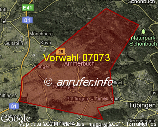 Vorwahlkarte 07073 – Ammerbuch