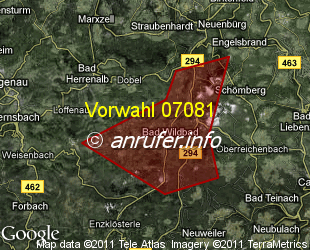 Vorwahlkarte 07081 – Bad Wildbad