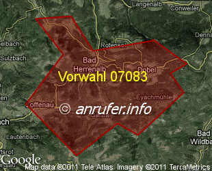 Vorwahlkarte 07083 – Bad Herrenalb