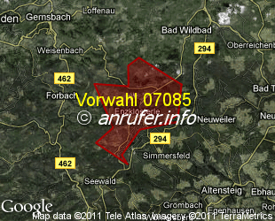 Vorwahlkarte 07085 – Enzklösterle