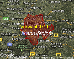 Vorwahlkarte 0711 – Stuttgart
