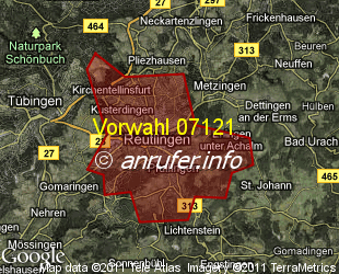 Vorwahlkarte 07121 – Reutlingen