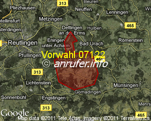 Vorwahlkarte 07122 – St Johann Württ