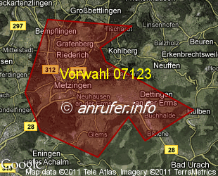Vorwahlkarte 07123 – Metzingen Württ