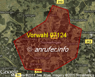 Vorwahlkarte 07124 – Trochtelfingen Hohenz