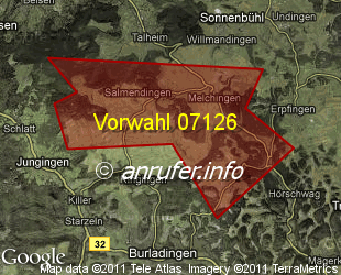 Vorwahlkarte 07126 – Burladingen-Melchingen