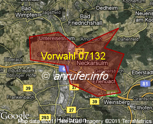 Vorwahlkarte 07132 – Neckarsulm