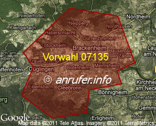 Vorwahlkarte 07135 – Brackenheim