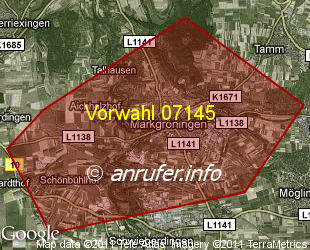 Vorwahlkarte 07145 – Markgröningen