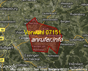 Vorwahlkarte 07151 – Waiblingen