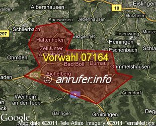 Vorwahlkarte 07164 – Boll Kr Göppingen