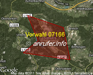 Vorwahlkarte 07166 – Adelberg