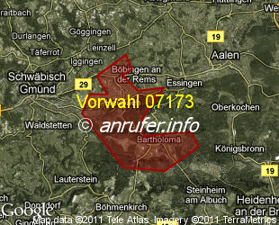 Vorwahlkarte 07173 – Heubach