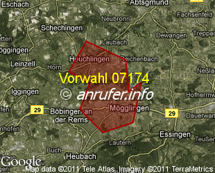 Vorwahlkarte 07174 – Mögglingen