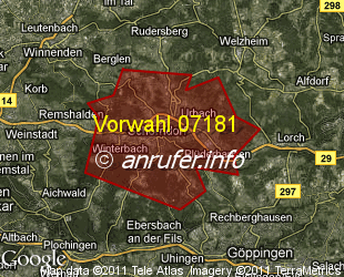Vorwahlkarte 07181 – Schorndorf Württ