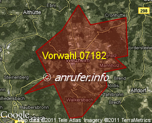 Vorwahlkarte 07182 – Welzheim