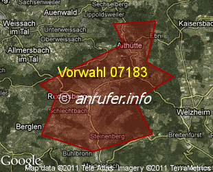 Vorwahlkarte 07183 – Rudersberg Württ